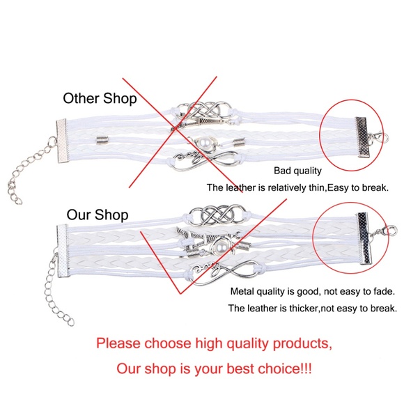 Multilayered Leather Charm Bracelet Gray - Picture 2 of 2